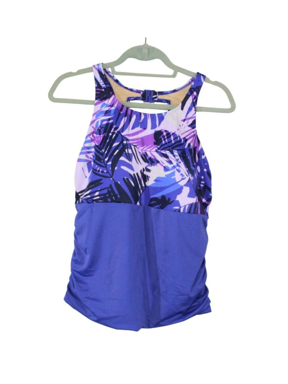 LL Bean BeanSport Tankini Top Print Purple Swim Summer Beach Pool Small